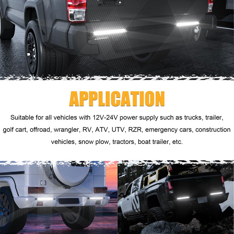 PSEQT 10" 15 LED Trailer Identification Light Led Running Reverse Backup Tail Light Bar Strip White Truck Rear Side Marker Lights Waterproof - Image 4